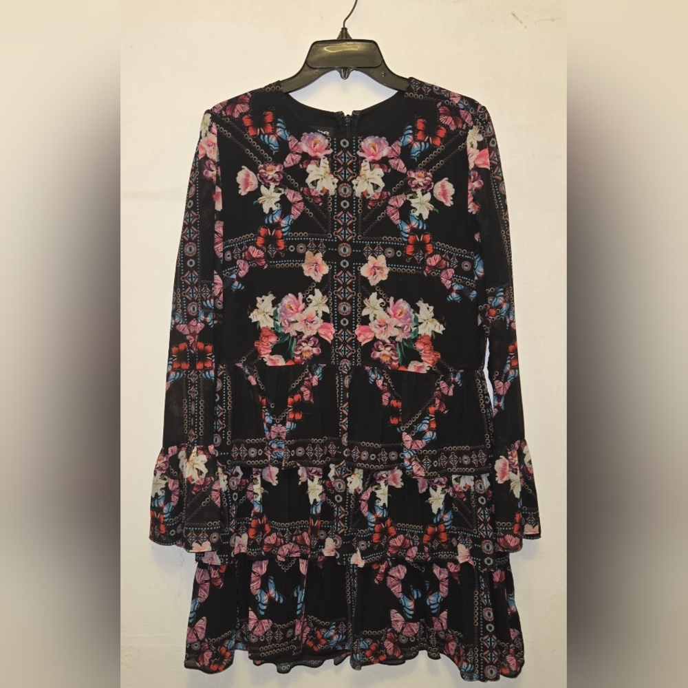 bebe Black and Pink Floral Dress